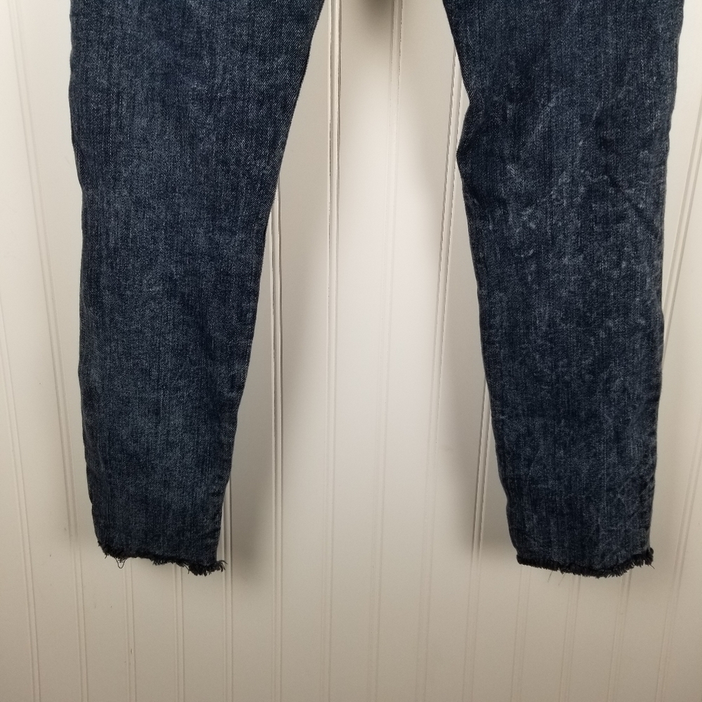 Frame Jeans le High skinny Raw Edge Beat Size 30 Ankle Stretch Cropped Dark Wash - Picture 6 of 12